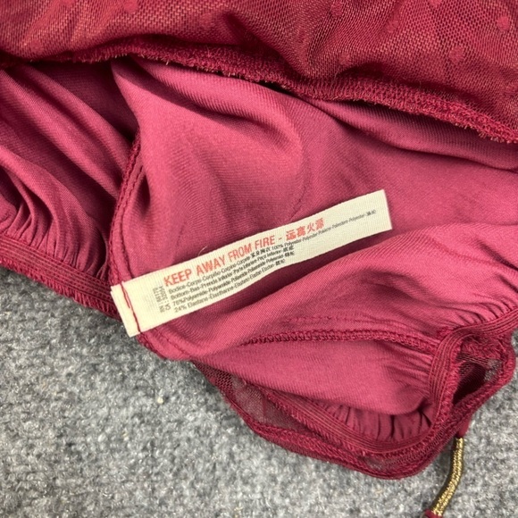 FREE PEOPLE Intimately Women’s Another Round Pomegranate Red Blouse bodysuit XS - Picture 9 of 14